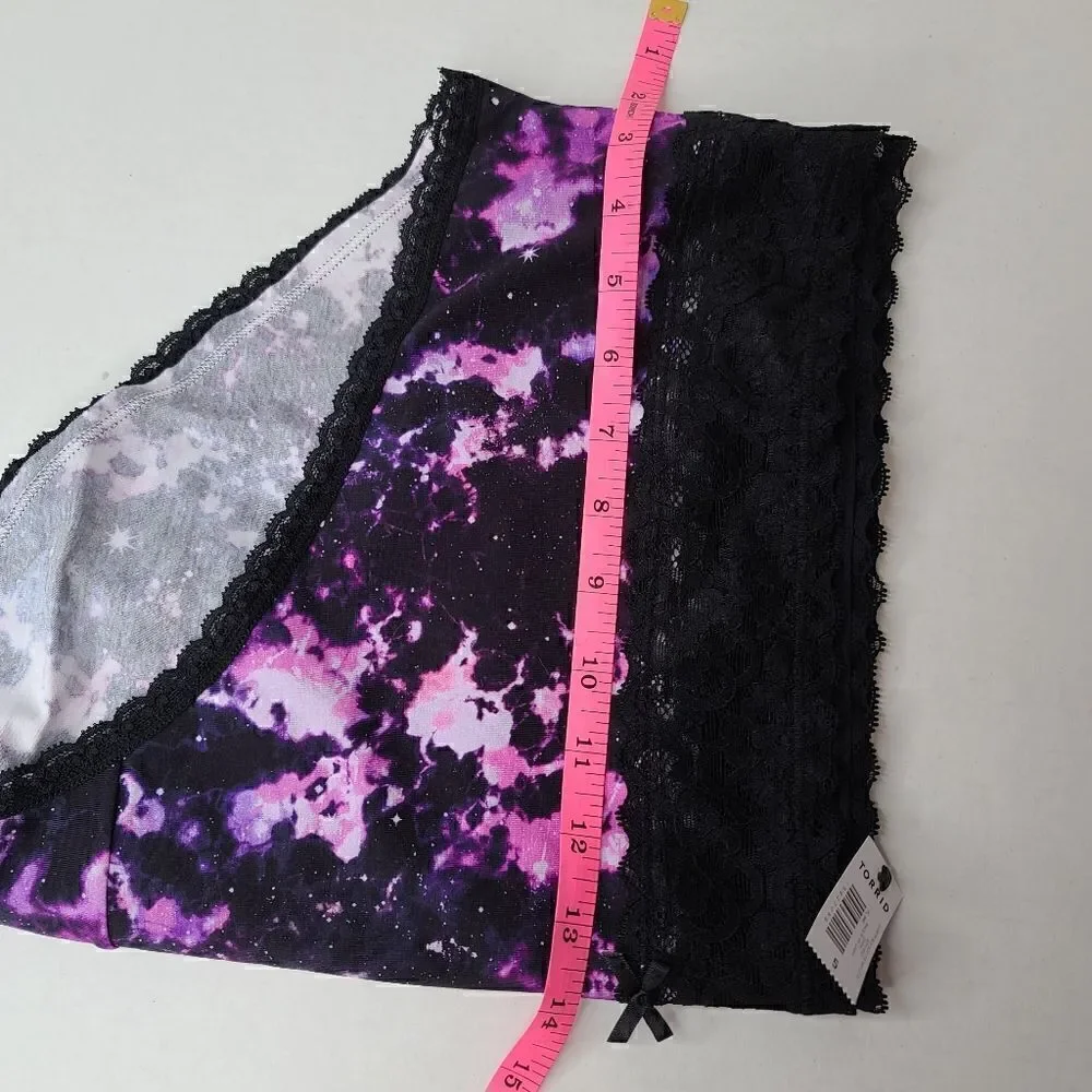 5X 28W Torrid Purple Hipster Panty Tie Dye Galaxy Space Wide Lace Band Mid Rise